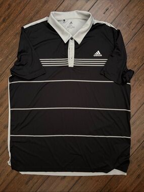 Adidas Men’s Black Polo with White Stripe Detail